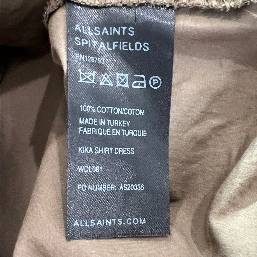 ALLSAINTS  Kika Brown Asymmetrical Shirt Dress - Picture 9 of 9